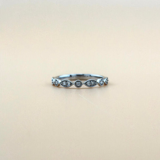 14K White Gold Natural Diamond Designer Band – 0.17 CTW