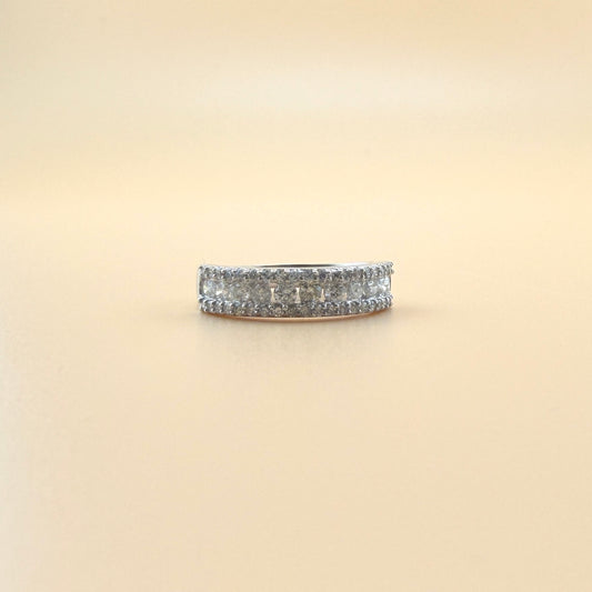 10K White Gold Natural Diamond Wedding Band – 1.00 CTW Three-Row Design