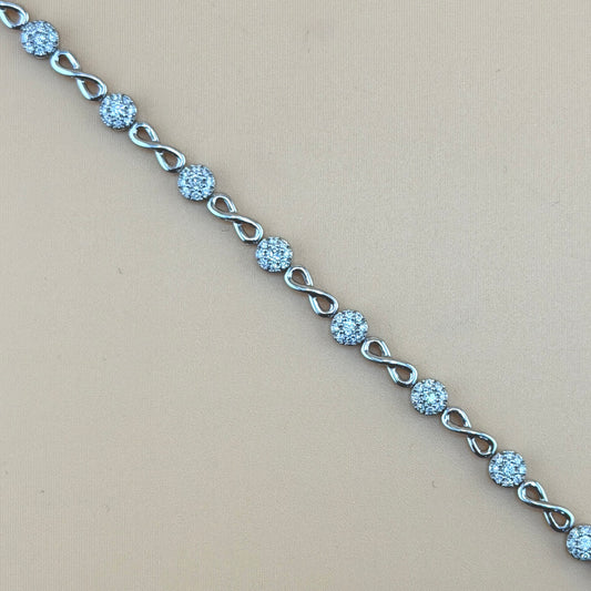 10K White Gold 1.00 CTW Natural Diamond Infinity Link Bracelet