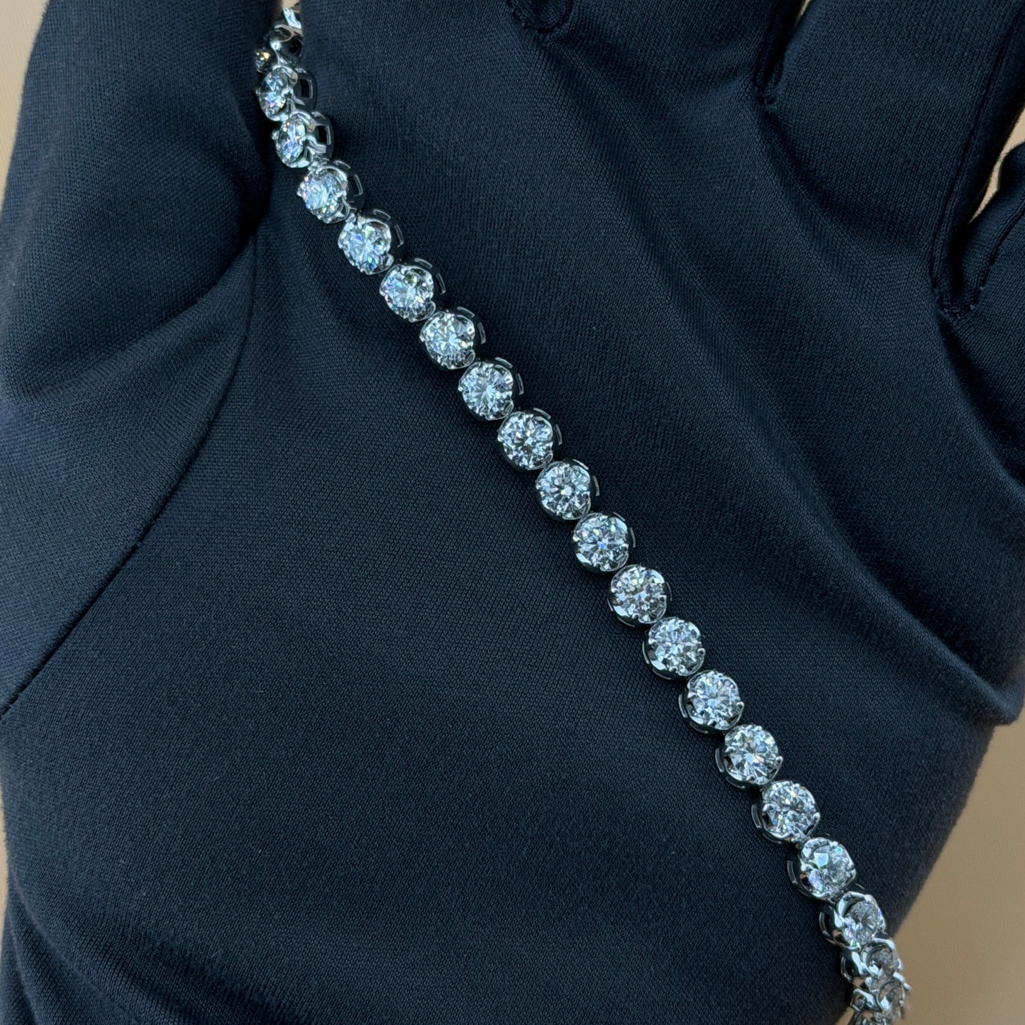 14K White Gold 10 CTW Lab Grown Diamond Tennis Bracelet – Large Pointer Diamonds