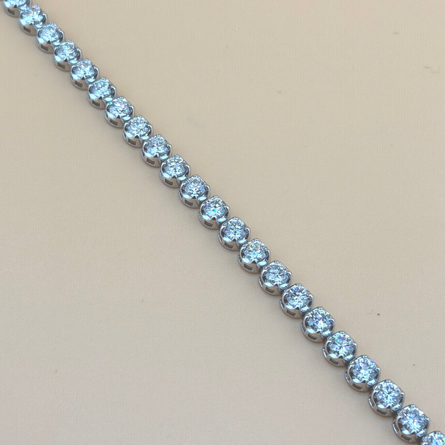 14K White Gold 10 CTW Lab Grown Diamond Tennis Bracelet – Large Pointer Diamonds