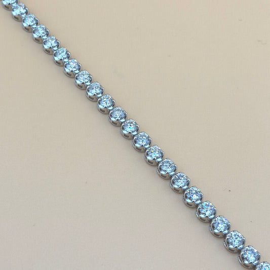 14K White Gold 10 CTW Lab Grown Diamond Tennis Bracelet – Large Pointer Diamonds