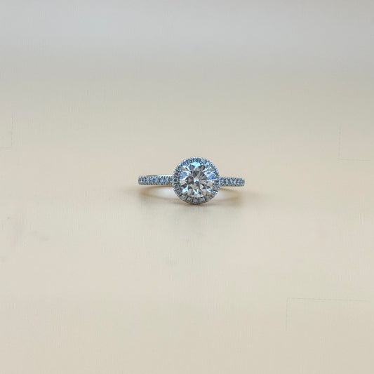 14K White Gold 1.25 CTW Lab Diamond Halo Engagement Ring with 1.00 CT Round Center
