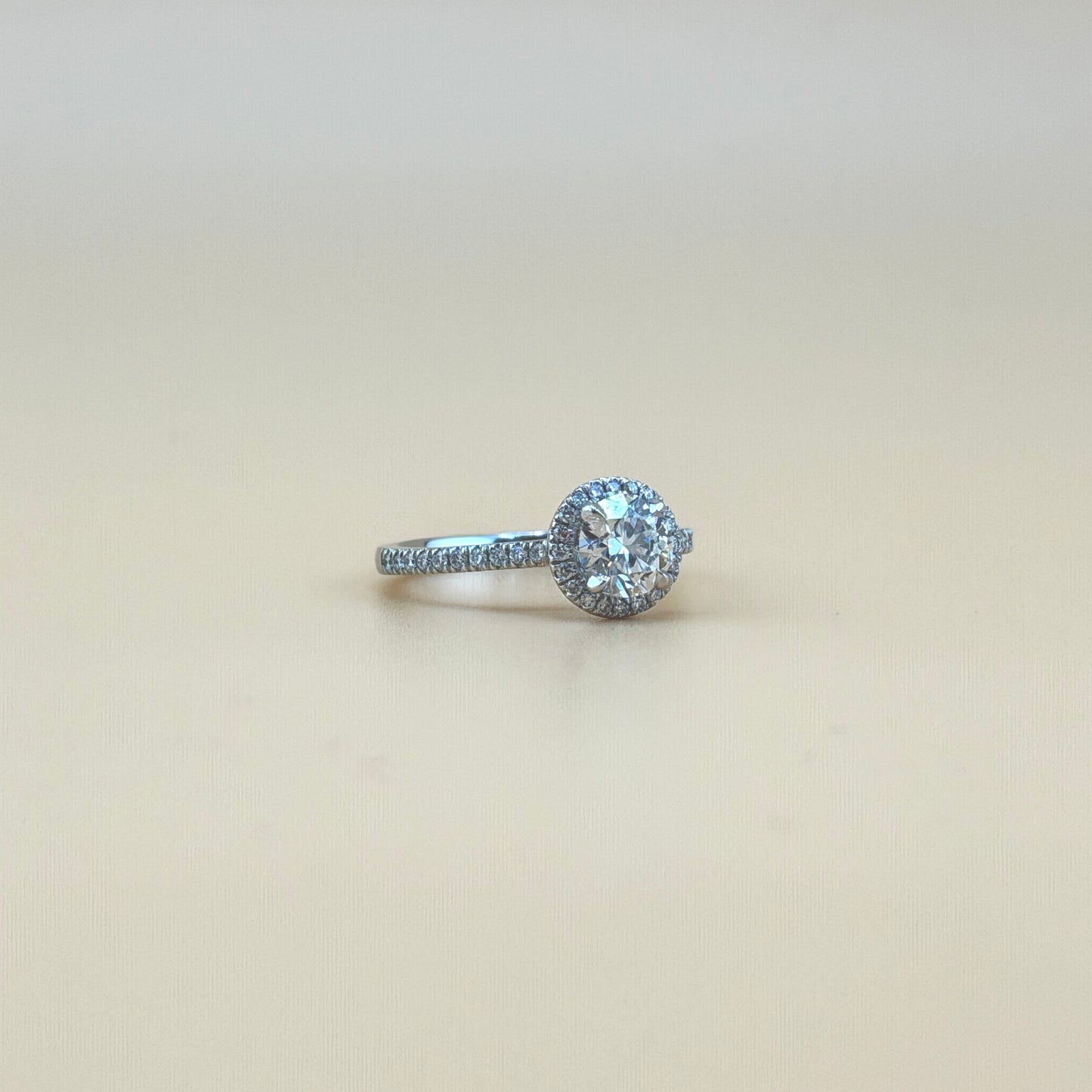 14K White Gold 1.25 CTW Lab Diamond Halo Engagement Ring with 1.00 CT Round Center
