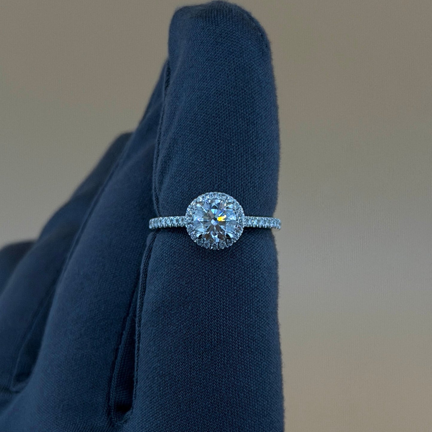 14K White Gold 1.25 CTW Lab Diamond Halo Engagement Ring with 1.00 CT Round Center