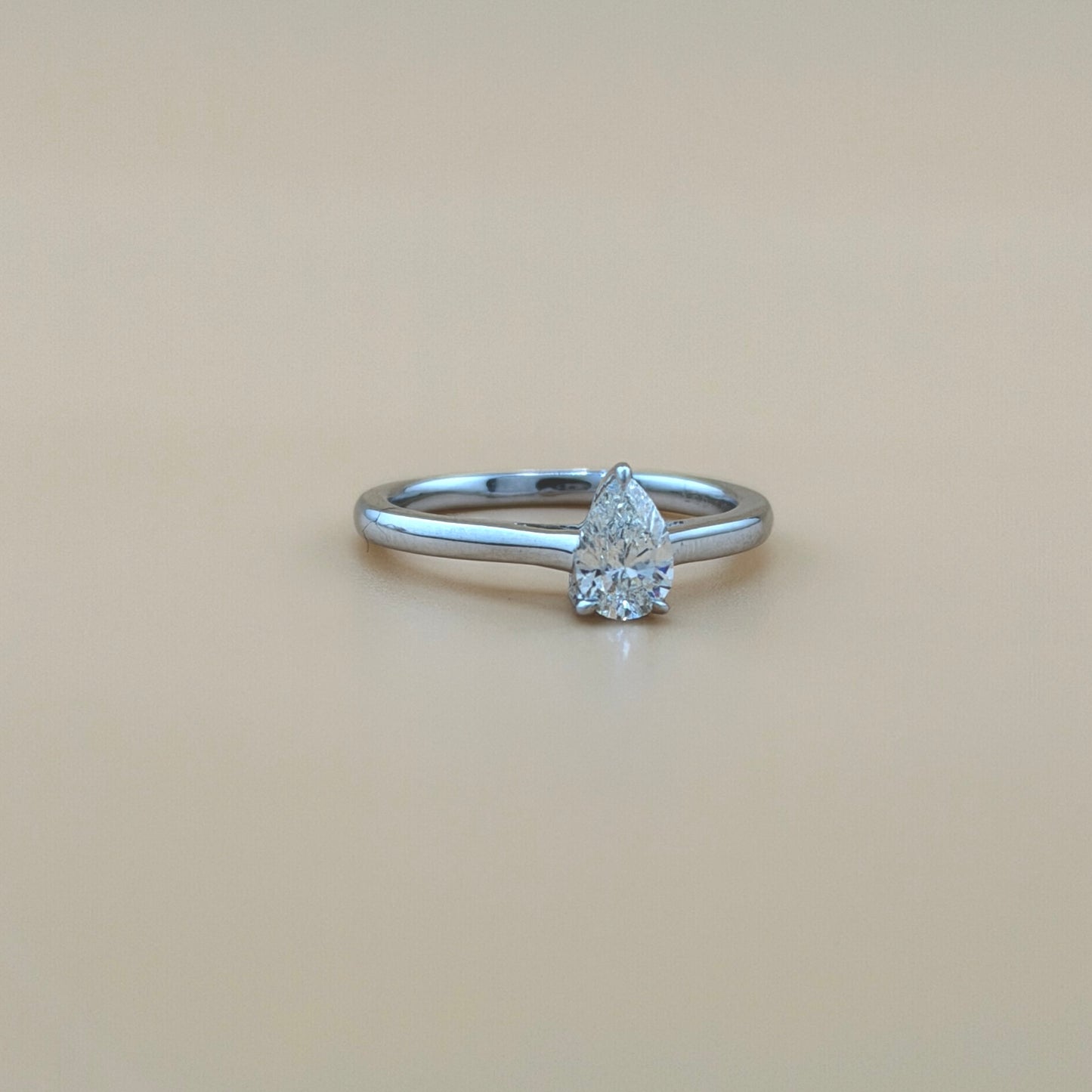 14K White Gold 0.50 CTW VS Clarity Pear Cut Diamond Solitaire Ring