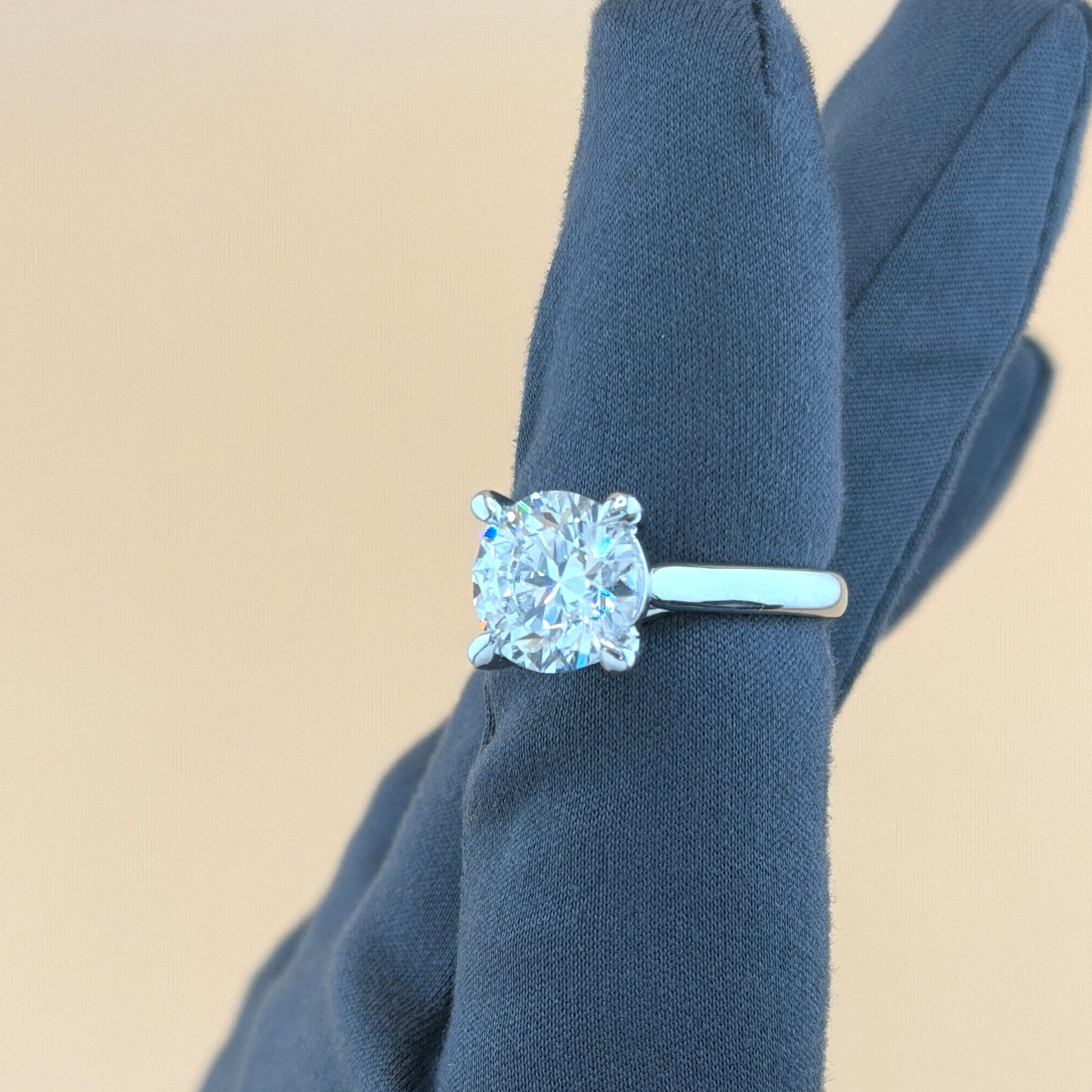 14K White Gold 4.02 CTW Diamond Solitaire Ring VS1 Clarity G Color