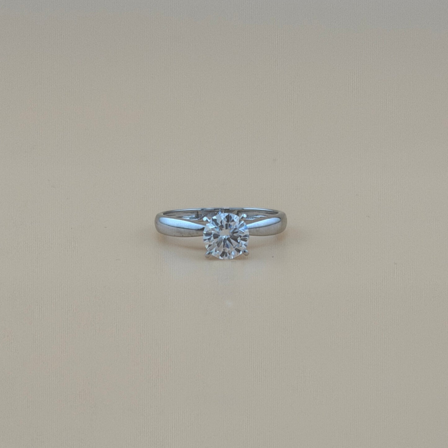 14K White Gold 1 CT Round Lab Grown Diamond Solitaire Ring