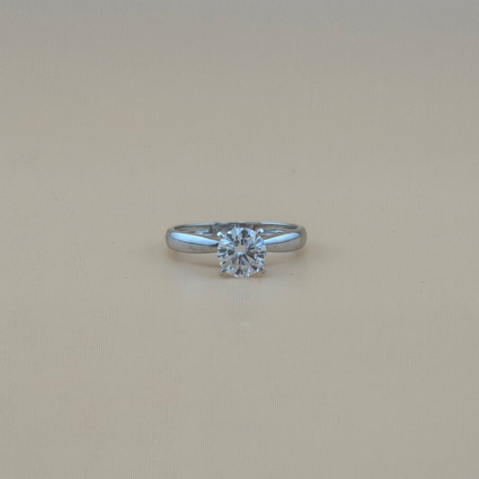 14K White Gold 1 CT Round Lab Grown Diamond Solitaire Ring