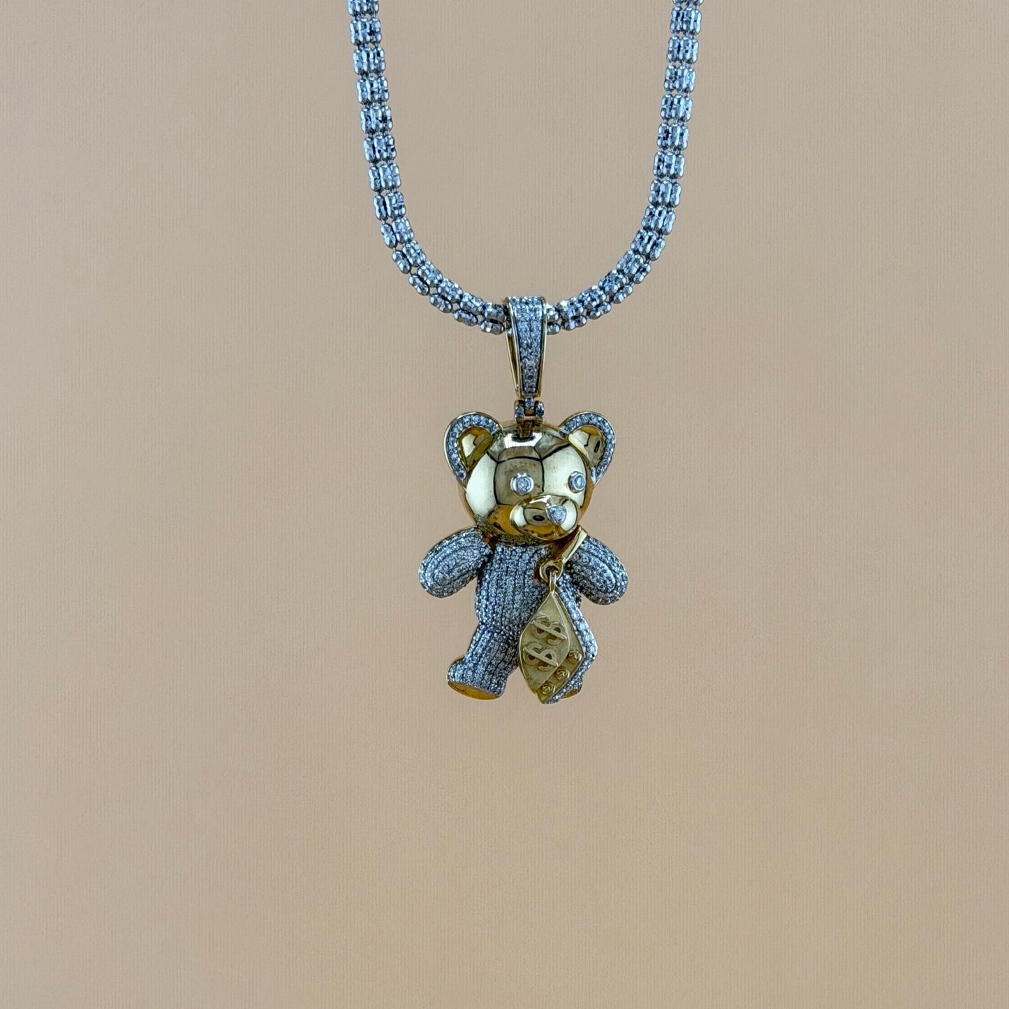 10K Yellow Gold 1.16 CTW Natural Diamond Teddy Bear Pendant