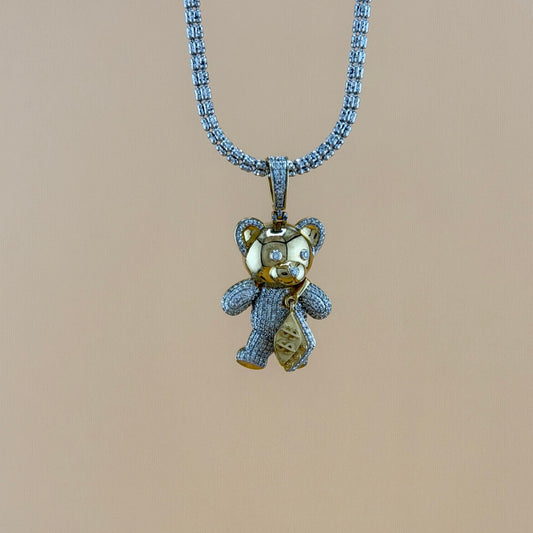 10K Yellow Gold 1.16 CTW Natural Diamond Teddy Bear Pendant
