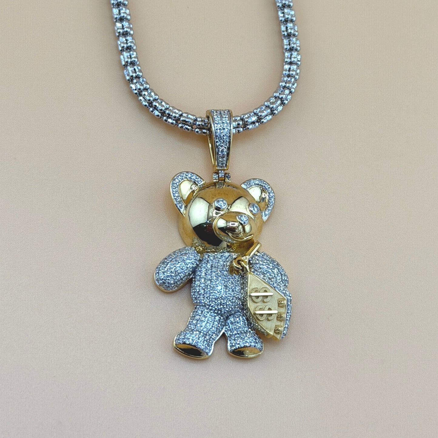 10K Yellow Gold 1.16 CTW Natural Diamond Teddy Bear Pendant