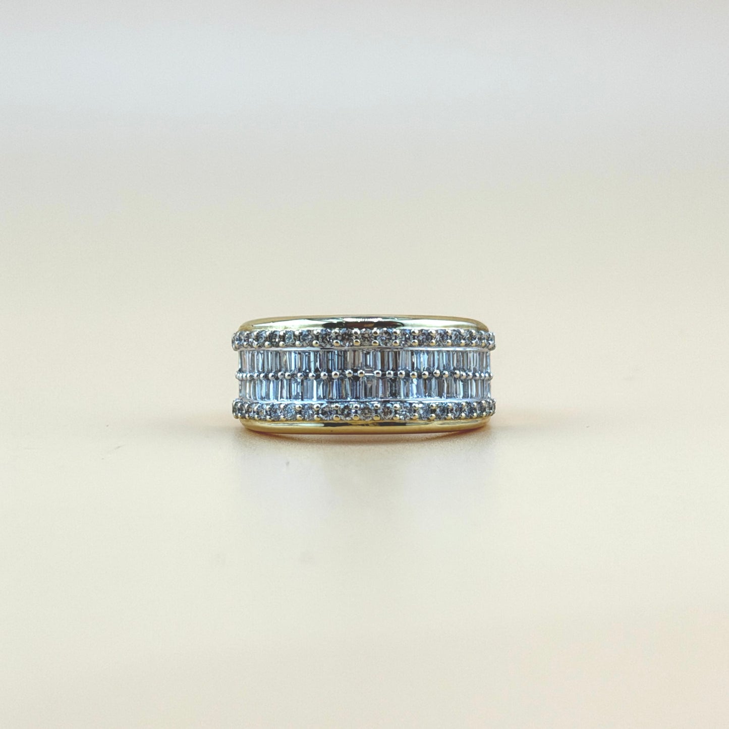 14K Yellow Gold 1.50 CTW Natural Diamond Men's Baguette & Round Diamond Band
