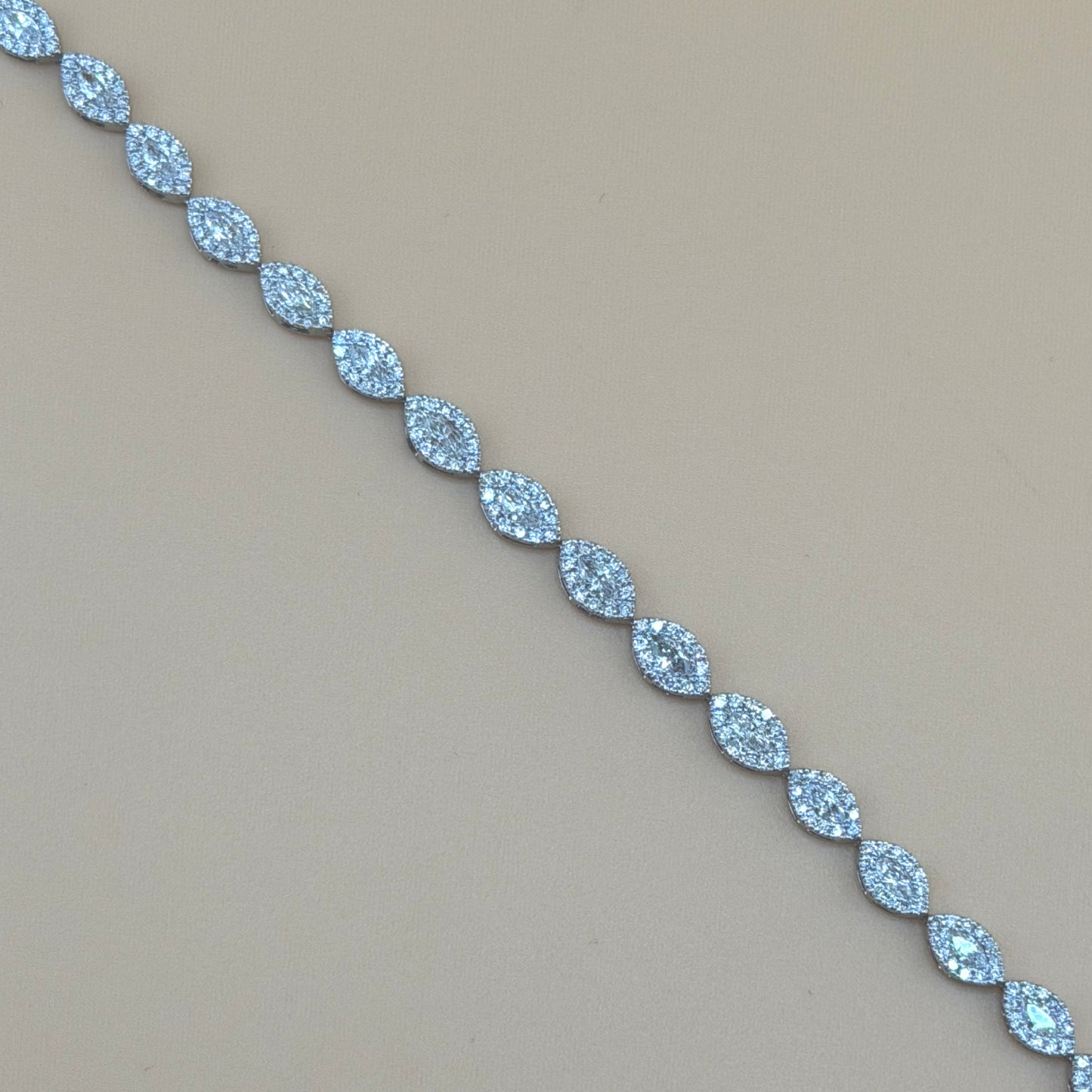14K White Gold 3.10 CTW Natural Diamond Marquise Halo Link Bracelet