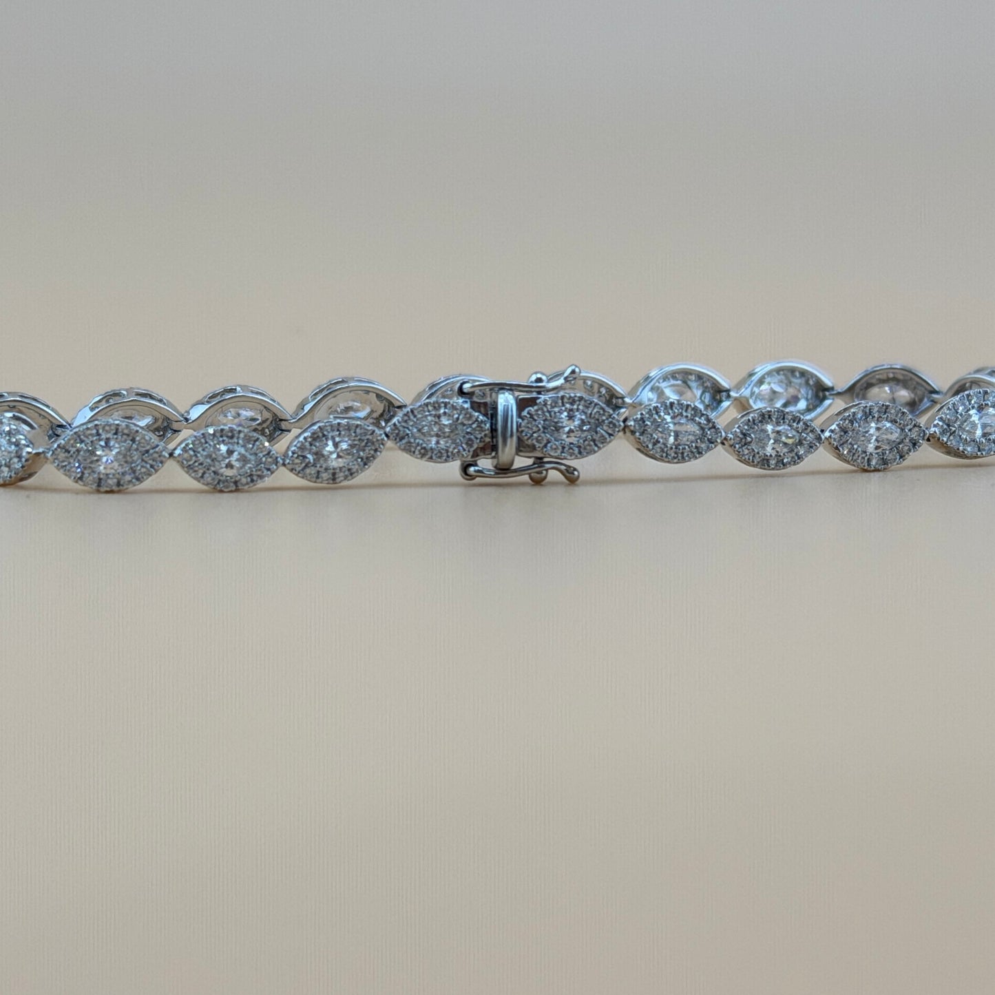 14K White Gold 3.10 CTW Natural Diamond Marquise Halo Link Bracelet