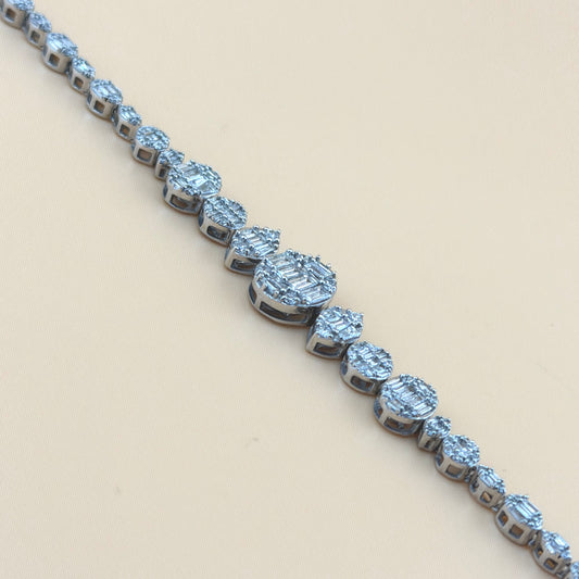 3.00 CTW Natural Diamond Bracelet 14K White Gold – 7.5” Round & Oval Diamond Tennis Bracelet