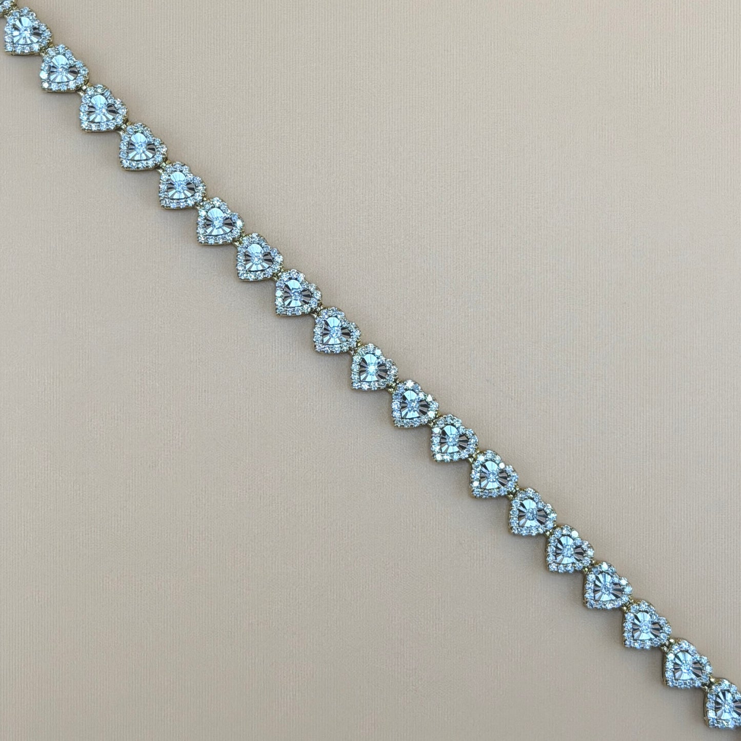 10K Yellow Gold 2.75 CTW Natural Diamond Heart Tennis Bracelet
