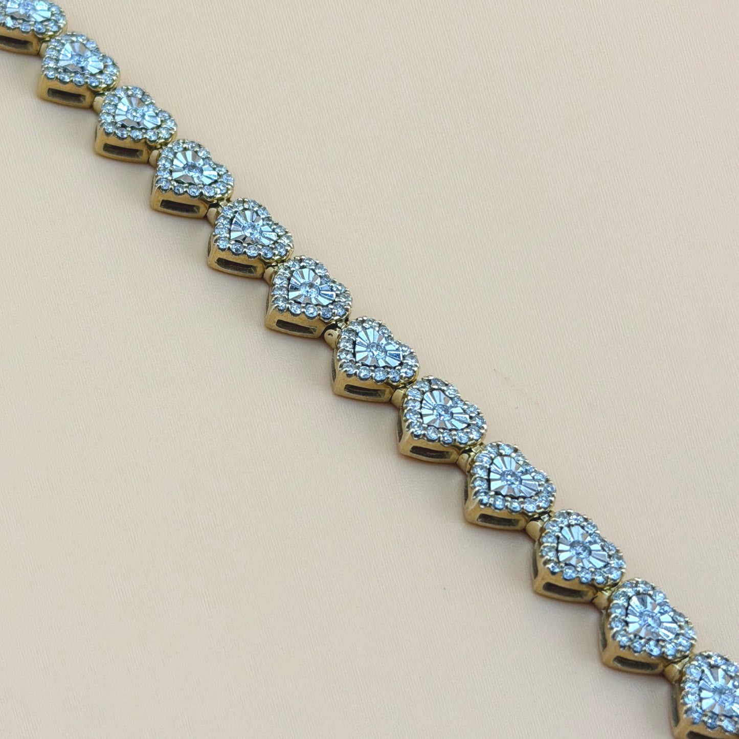 10K Yellow Gold 2.75 CTW Natural Diamond Heart Tennis Bracelet