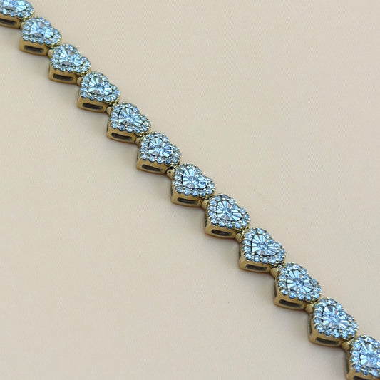 10K Yellow Gold 2.75 CTW Natural Diamond Heart Tennis Bracelet