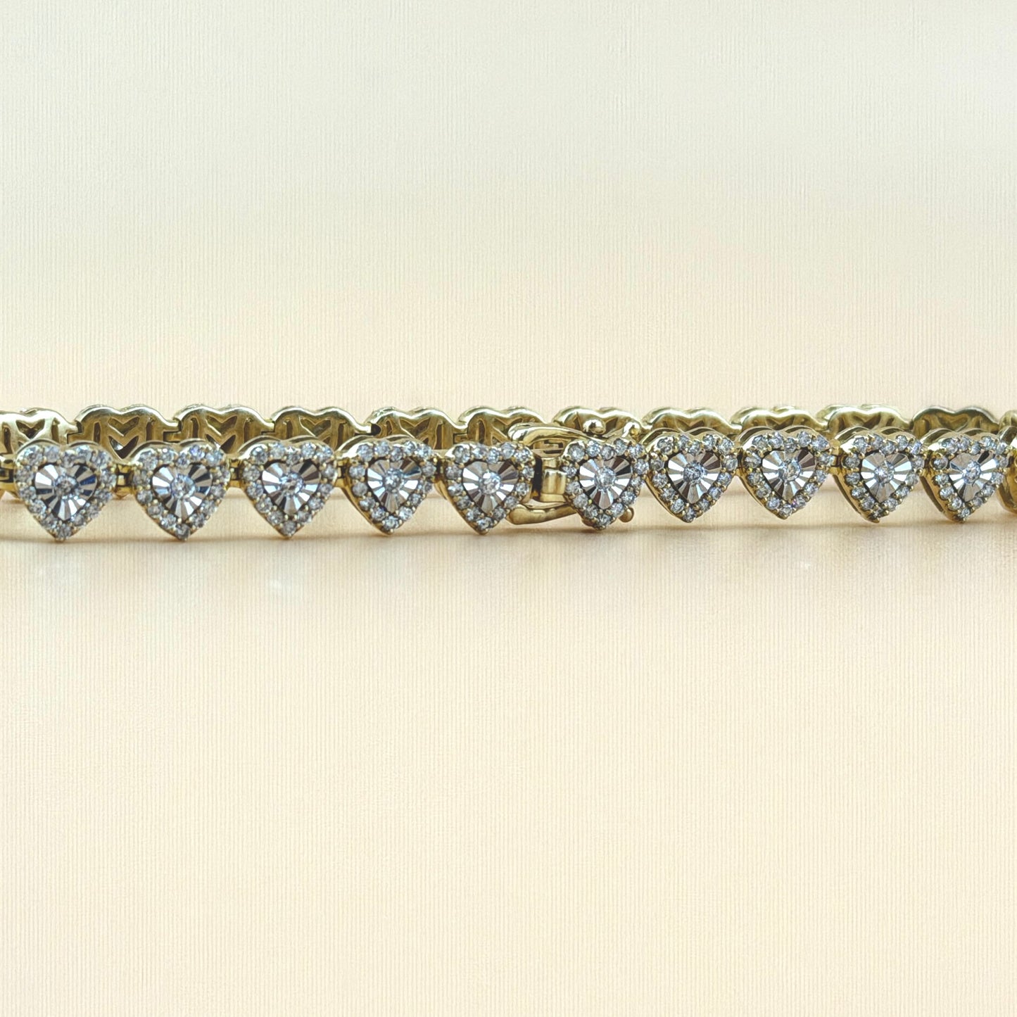10K Yellow Gold 2.75 CTW Natural Diamond Heart Tennis Bracelet