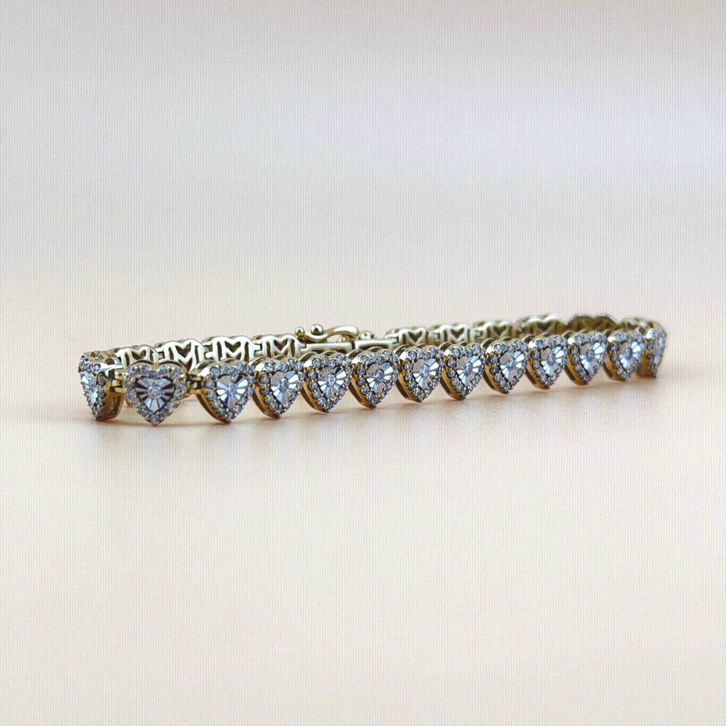 10K Yellow Gold 2.75 CTW Natural Diamond Heart Tennis Bracelet