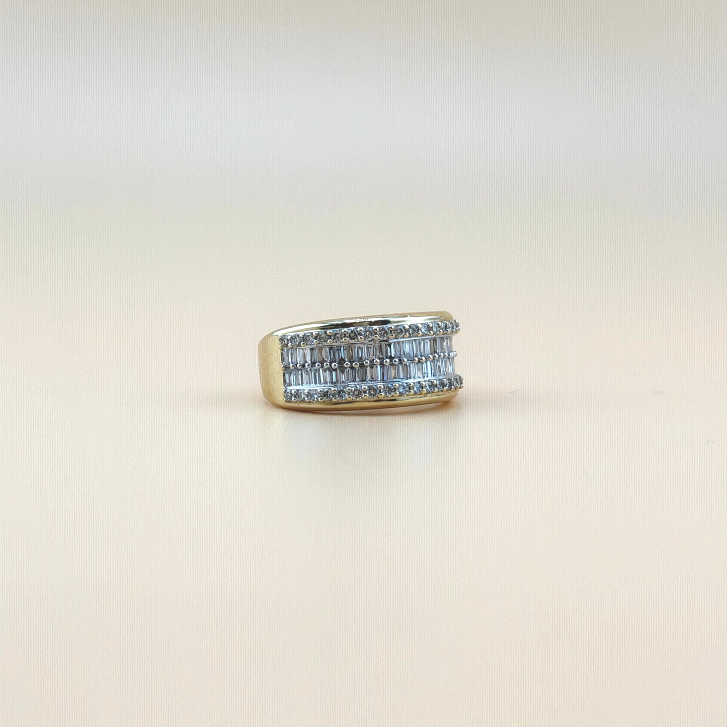 14K Yellow Gold 1.50 CTW Natural Diamond Men's Baguette & Round Diamond Band