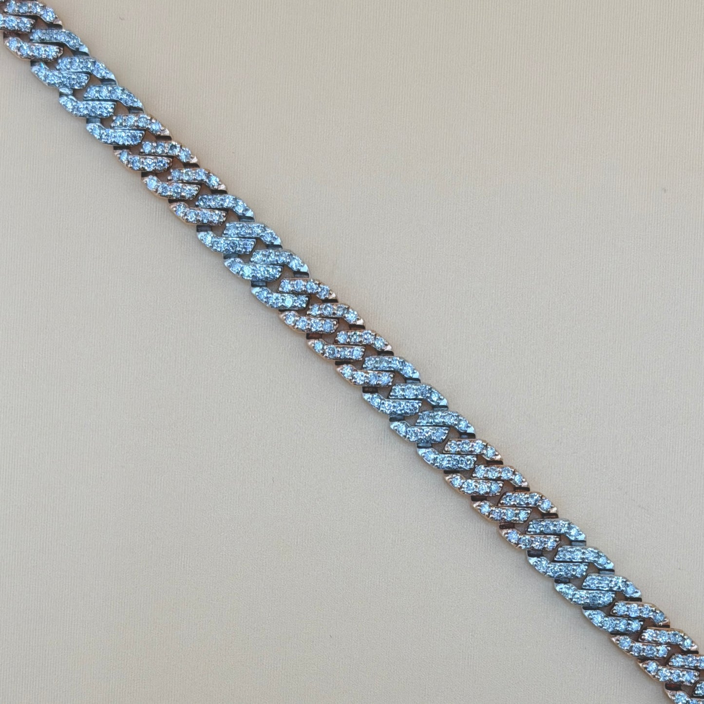 10K Two-Tone Gold (White & Rose) 7.43 CTW Natural Diamond Cuban Link Bracelet – 8"