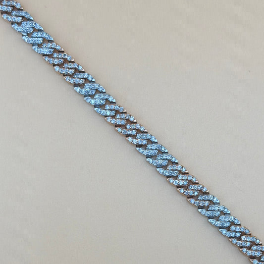 10K Two-Tone Gold (White & Rose) 7.43 CTW Natural Diamond Cuban Link Bracelet – 8"