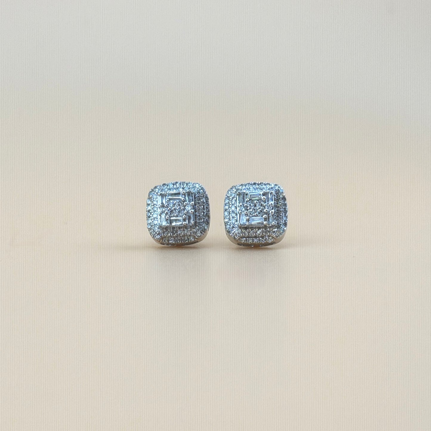10K White Gold 0.55 CTW Natural Diamond Baguette Earrings with Screw Backs