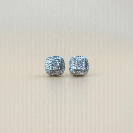 10K White Gold 0.55 CTW Natural Diamond Baguette Earrings with Screw Backs