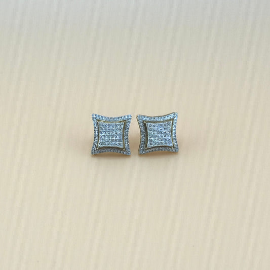10K Yellow Gold 0.50 CTW Natural Diamond Square Cluster Stud Earrings