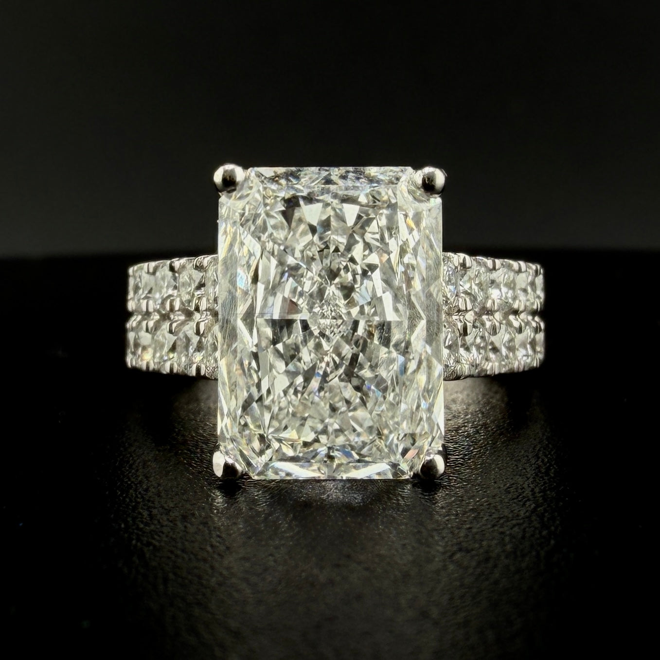 14K White Gold 7 CTW Lab Diamond Radiant Cut Engagement Ring Set – 6.06 CT Center, Matching Diamond Band