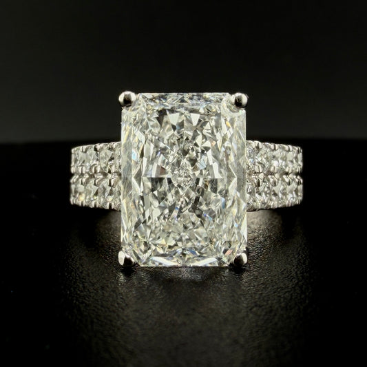 14K White Gold 7 CTW Lab Diamond Radiant Cut Engagement Ring Set – 6.06 CT Center, Matching Diamond Band