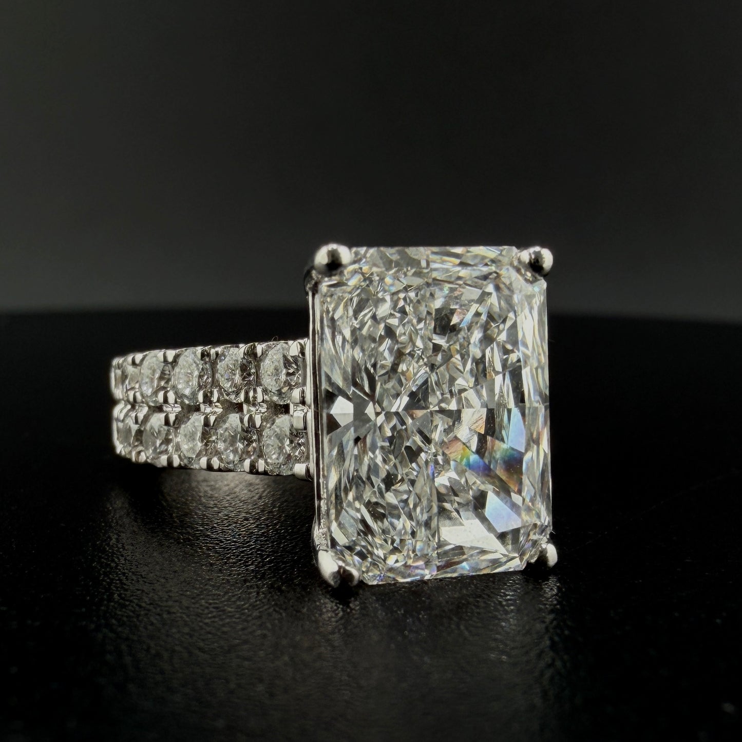 14K White Gold 7 CTW Lab Diamond Radiant Cut Engagement Ring Set – 6.06 CT Center, Matching Diamond Band