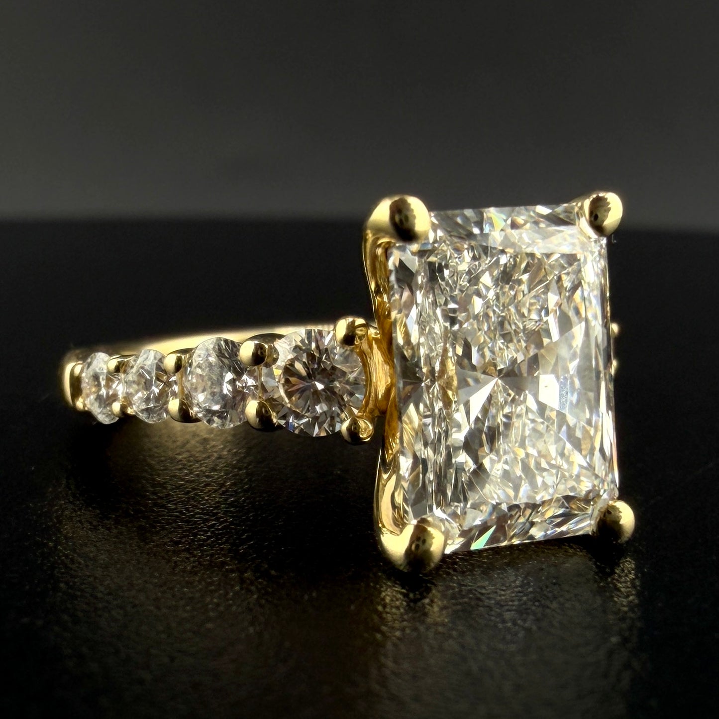 14K Yellow Gold Radiant Cut Lab Diamond Engagement Ring – 3.80 CTW, 3.05 CT Center with Diamond Accent Band