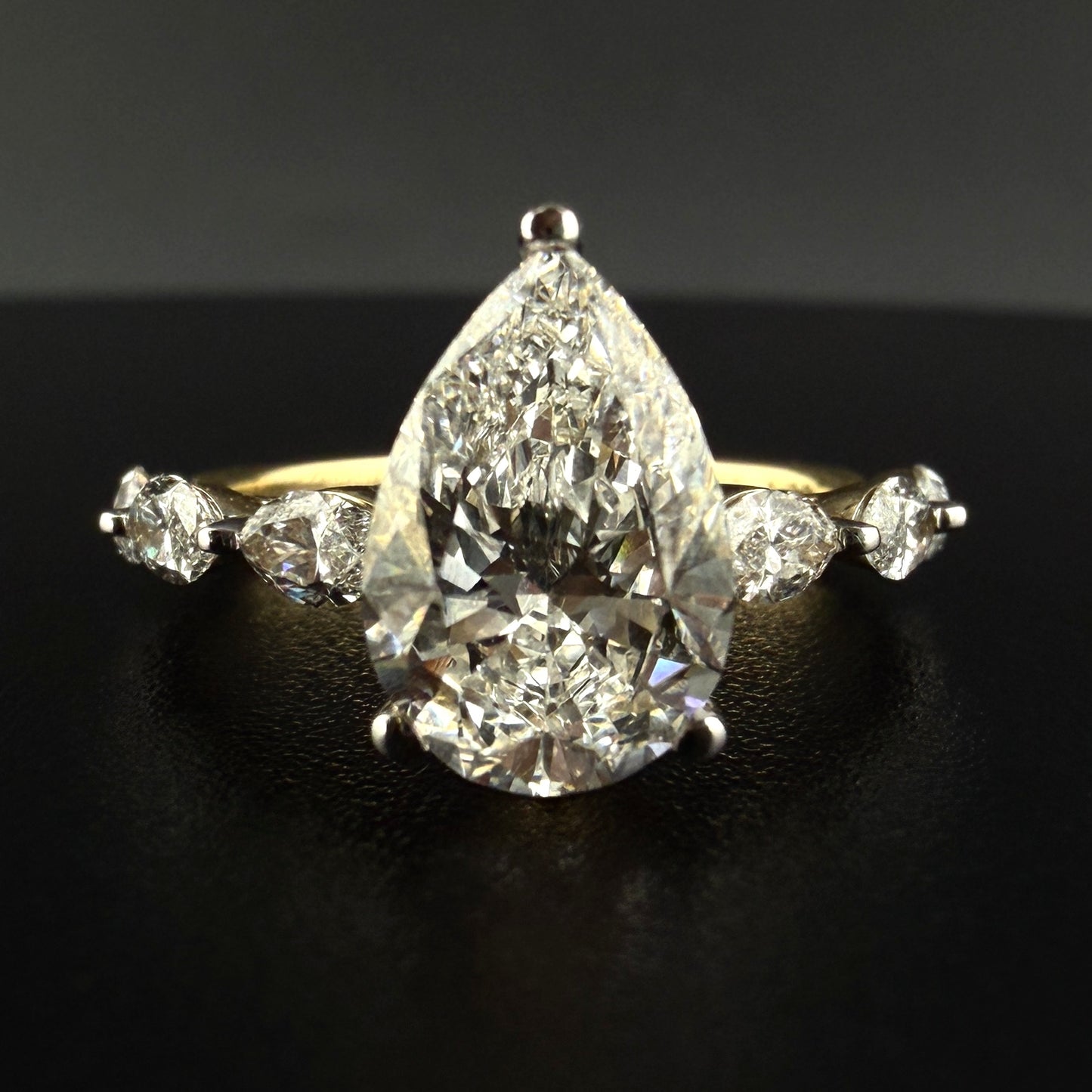 14K White Gold 2.06CTW Lab Diamond pear Engagement Ring – 2.06 CT Center