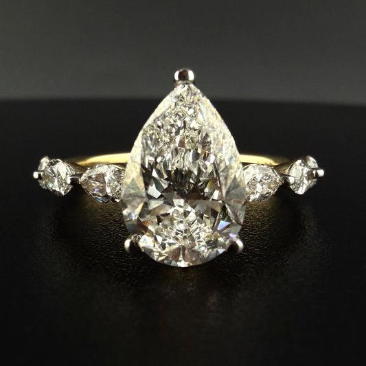 14K White Gold 2.06CTW Lab Diamond pear Engagement Ring – 2.06 CT Center