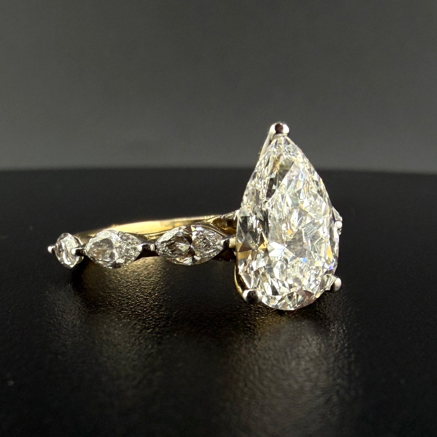 14K White Gold 2.06CTW Lab Diamond pear Engagement Ring – 2.06 CT Center