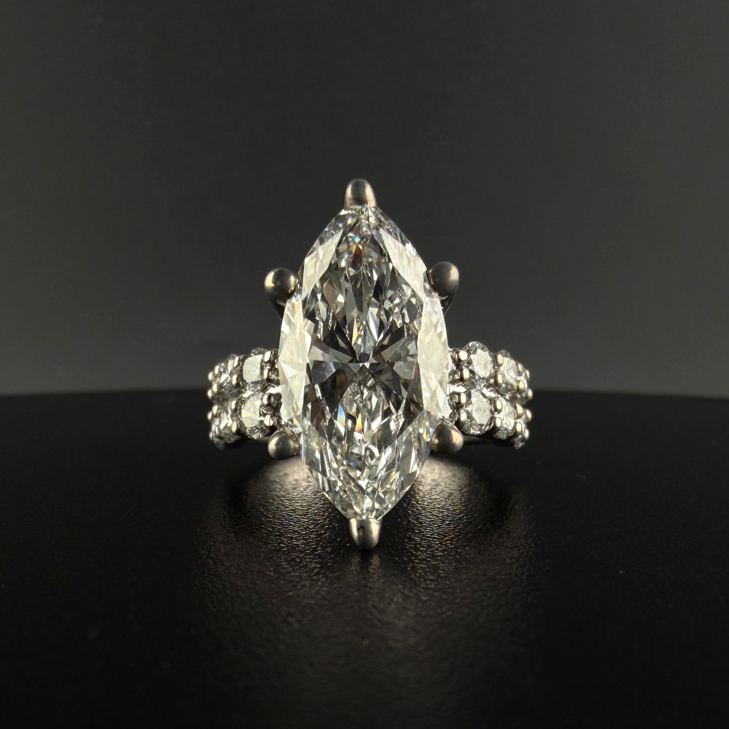 14K White Gold 6.00 CTW Lab Diamond Marquise Engagement Ring – 4.00 CT Center Stone