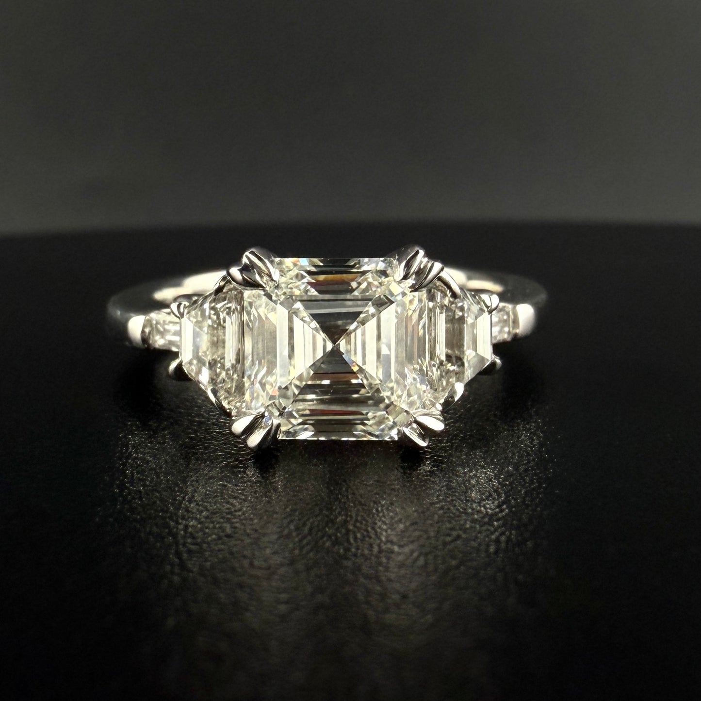 2.60 CTW Three-Stone Asscher Cut Lab-Grown Diamond Engagement Ring in 14K White Gold – 2.00 CT Center