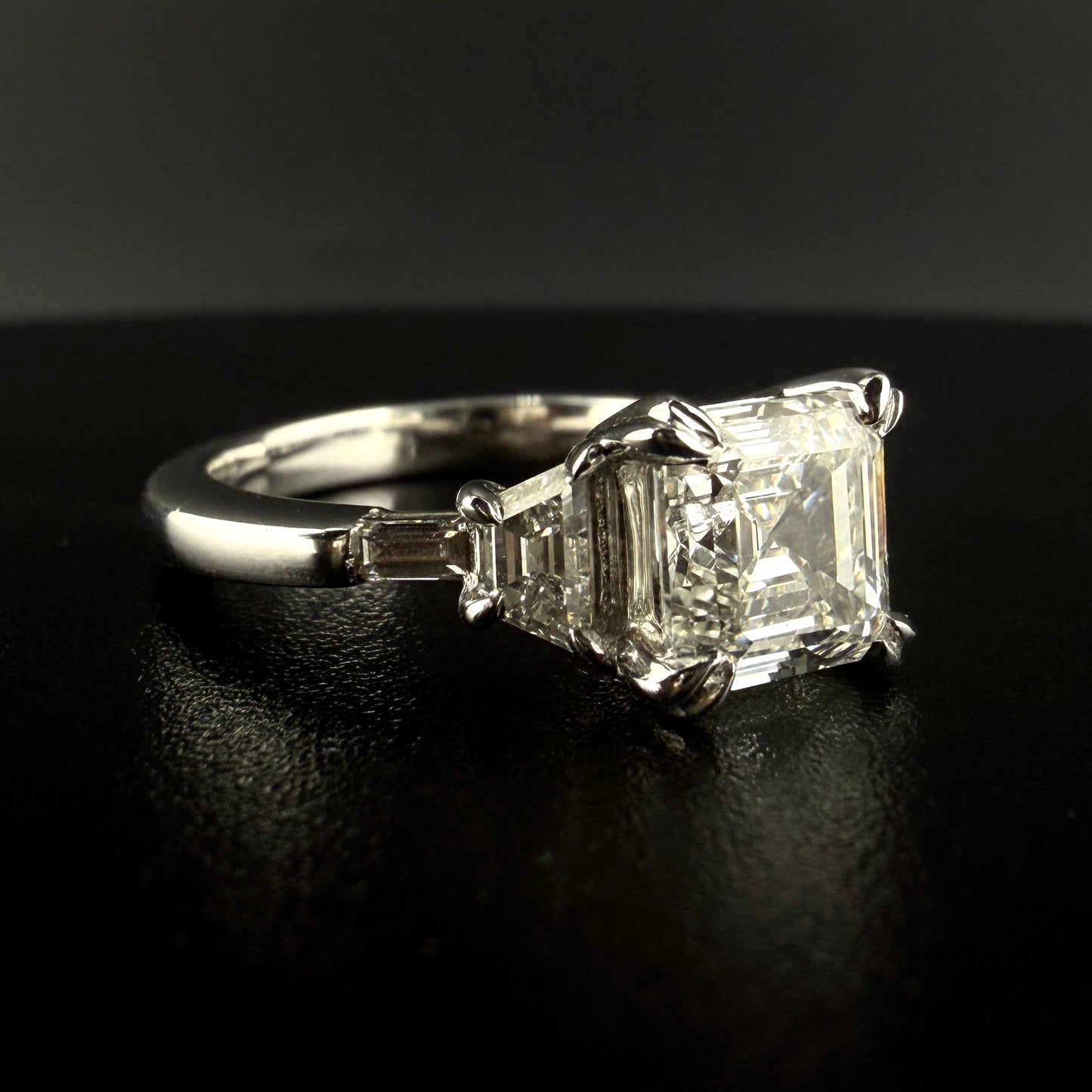 2.60 CTW Three-Stone Asscher Cut Lab-Grown Diamond Engagement Ring in 14K White Gold – 2.00 CT Center