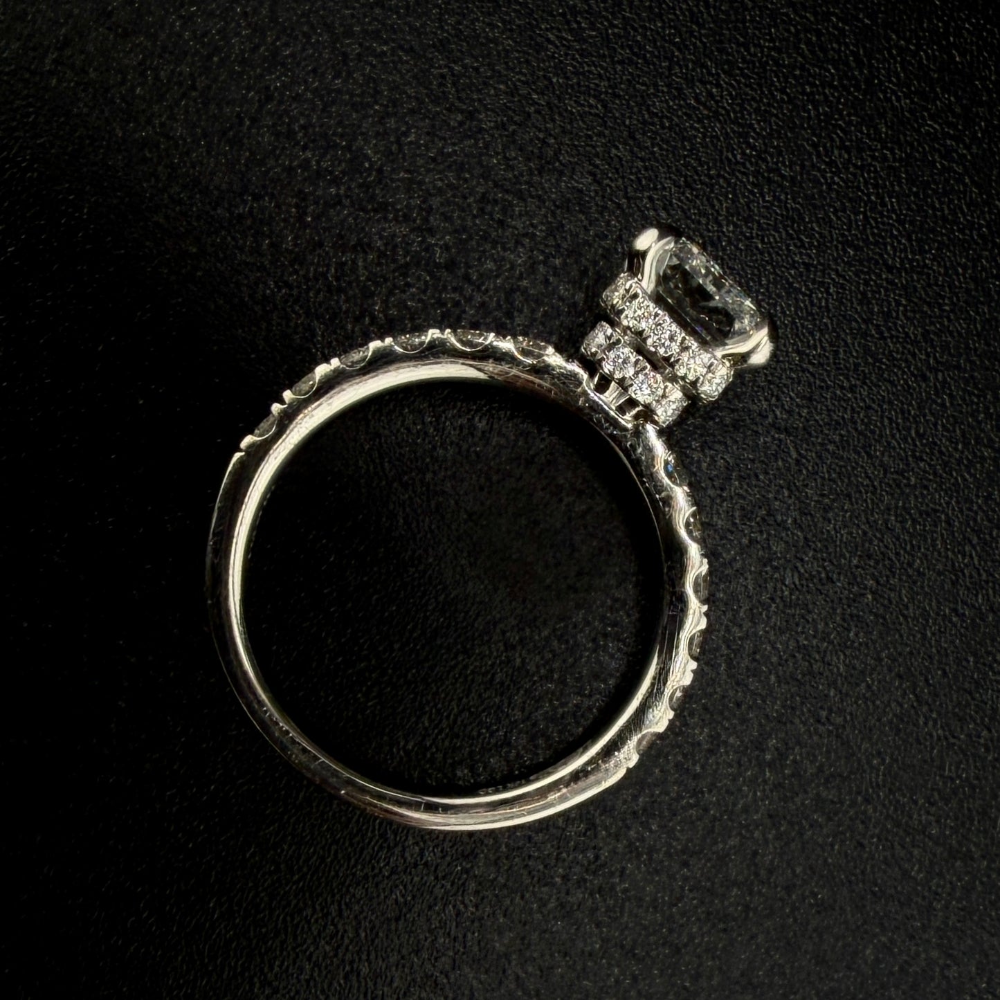14K White Gold 3.35CTW Lab grown Diamond Bridal Set – 2.01CT Emerald Cut Center, Double Hidden Halo Engagement Ring & Matching Band