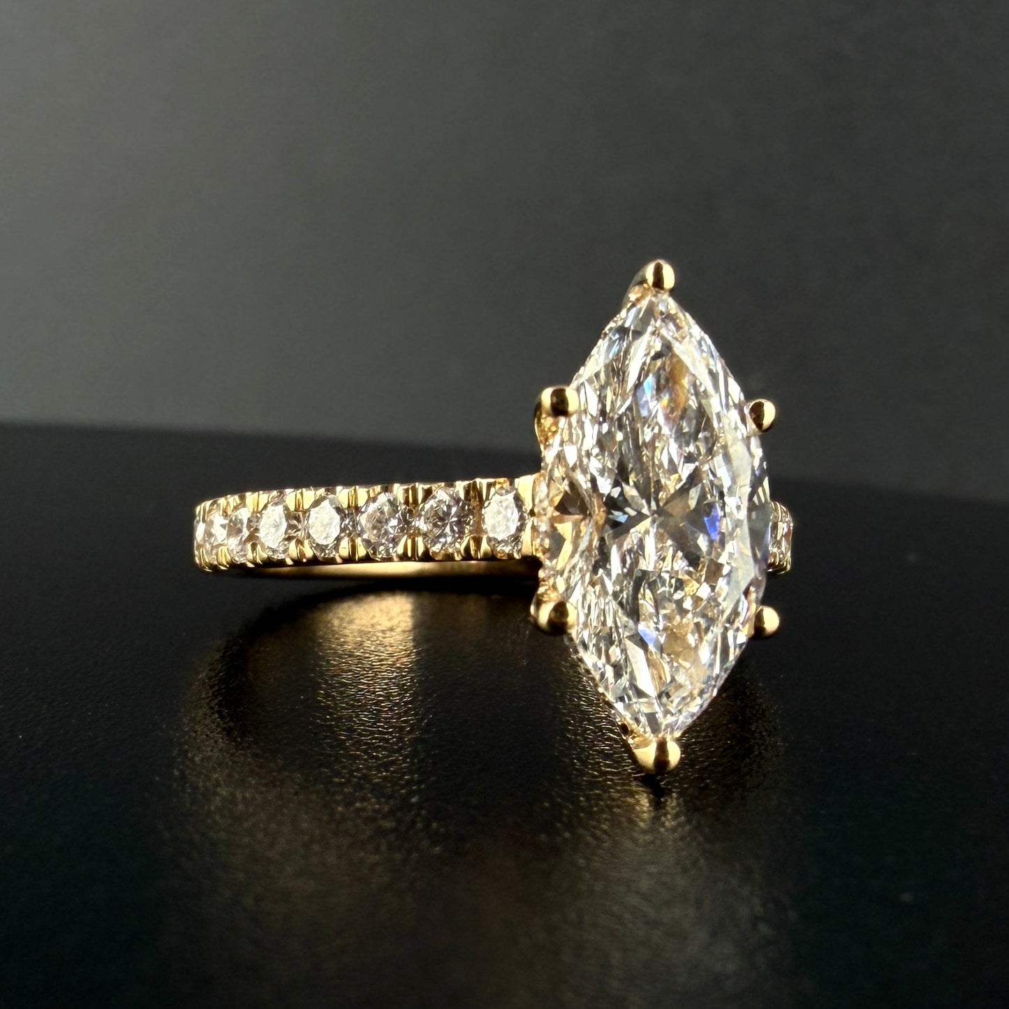 14K Yellow Gold 3.29 CTW Marquise  Lab Grown Diamond Bridal Set – 2.01 Ct Center/ F/ VS1
