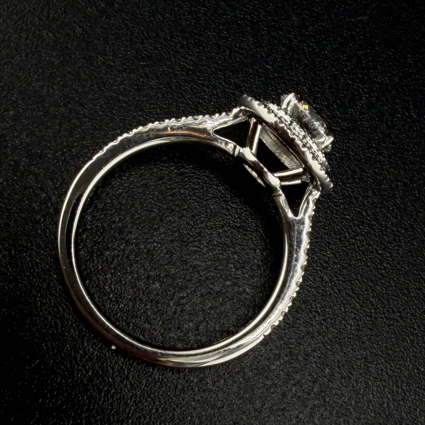 14K White Gold Round Diamond Double Halo Engagement Ring – 1.15 Ct Center