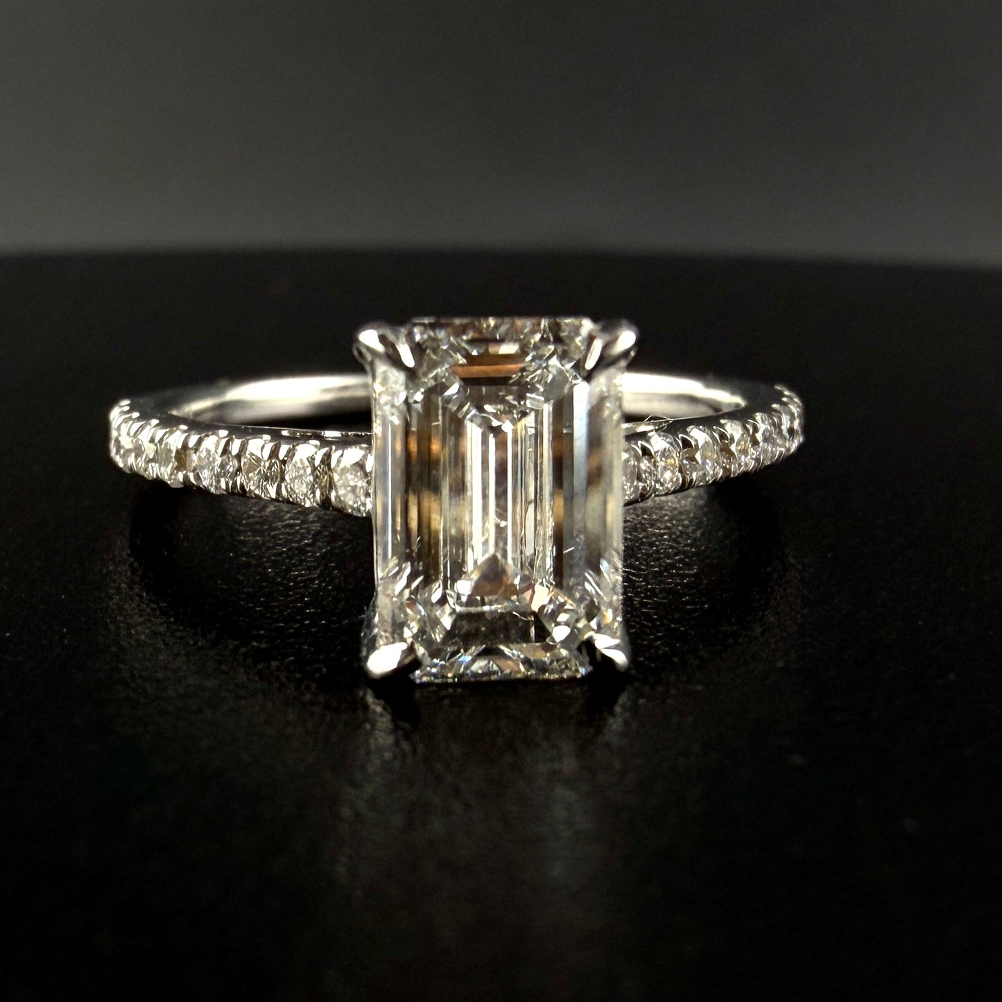 14K White Gold 1.75 CTW Emerald Cut Diamond Engagement Ring – 1.50 Ct Center F/ vs1