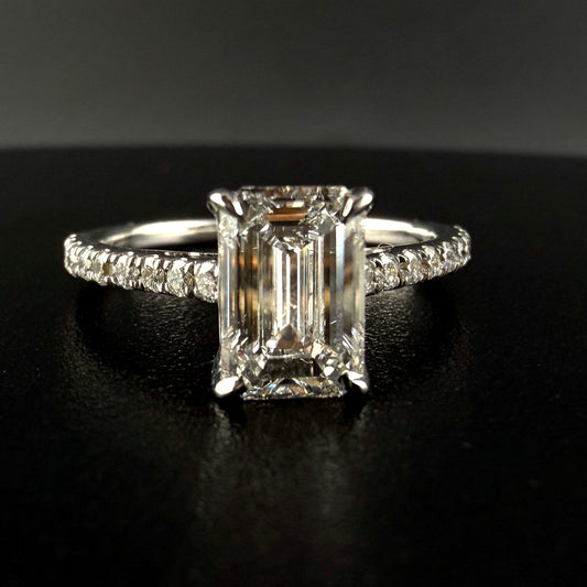 14K White Gold 1.75 CTW Emerald Cut Diamond Engagement Ring – 1.50 Ct Center F/ vs1