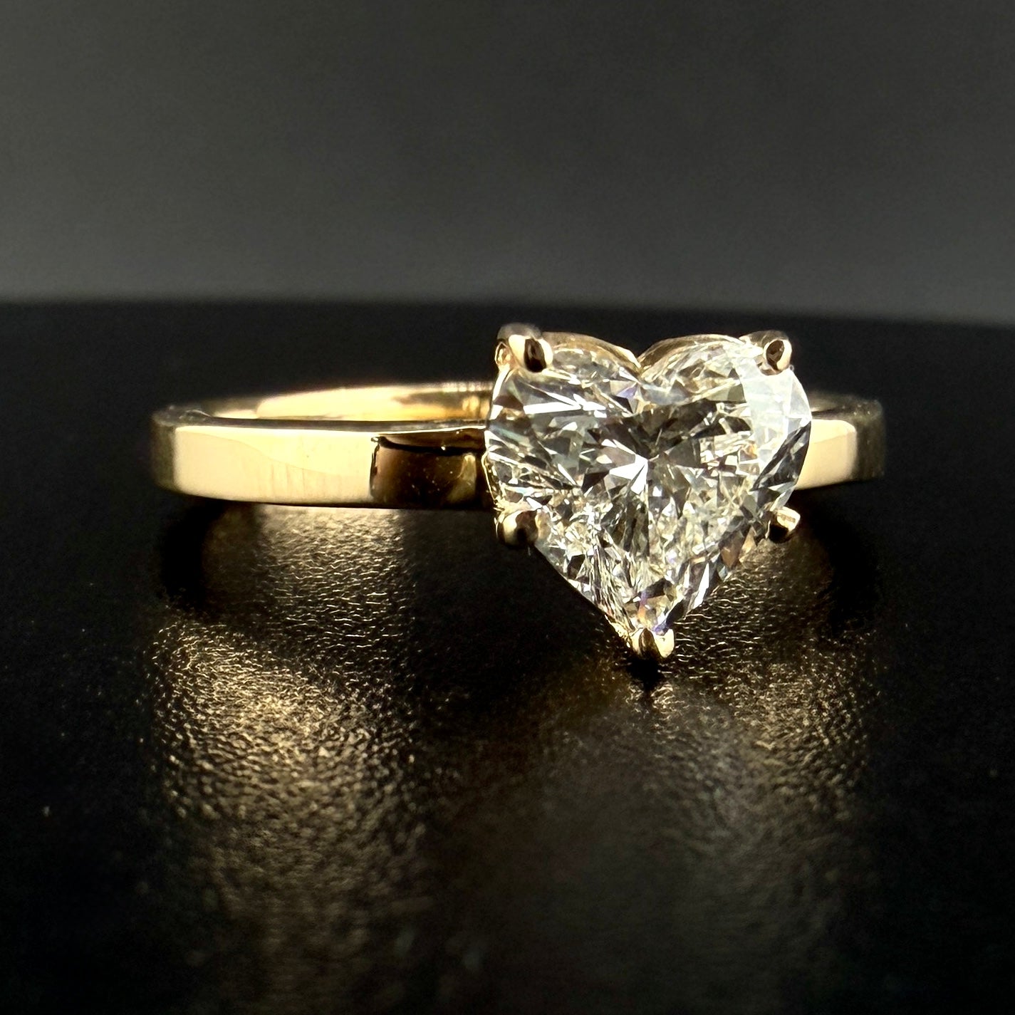 14K Yellow Gold Heart Diamond Engagement Ring – 1.11 Ct Center F/VS1 Lab Grown