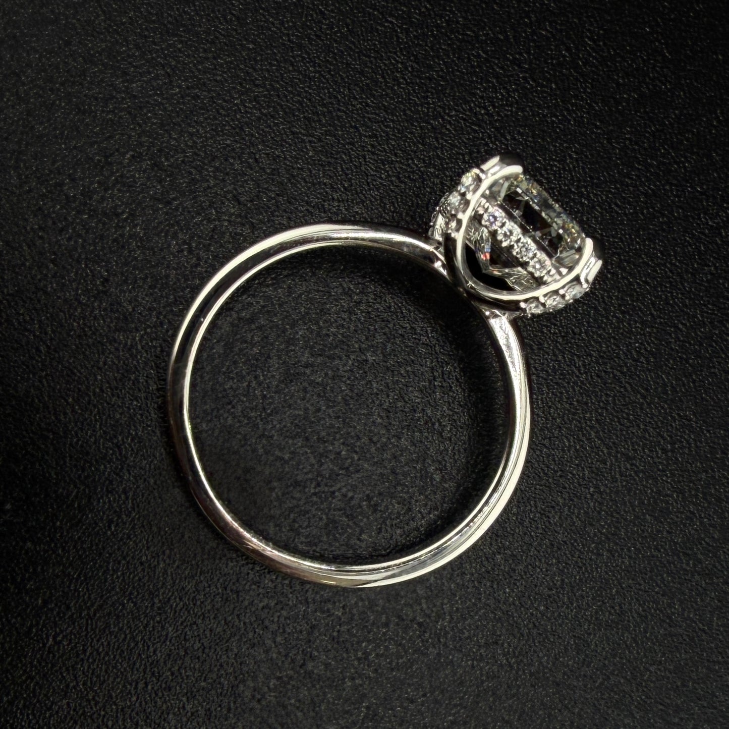 14K White Gold Emerald Cut Diamond Engagement Ring – 3.04 Ct Center G Color VVS2 Lab Grown