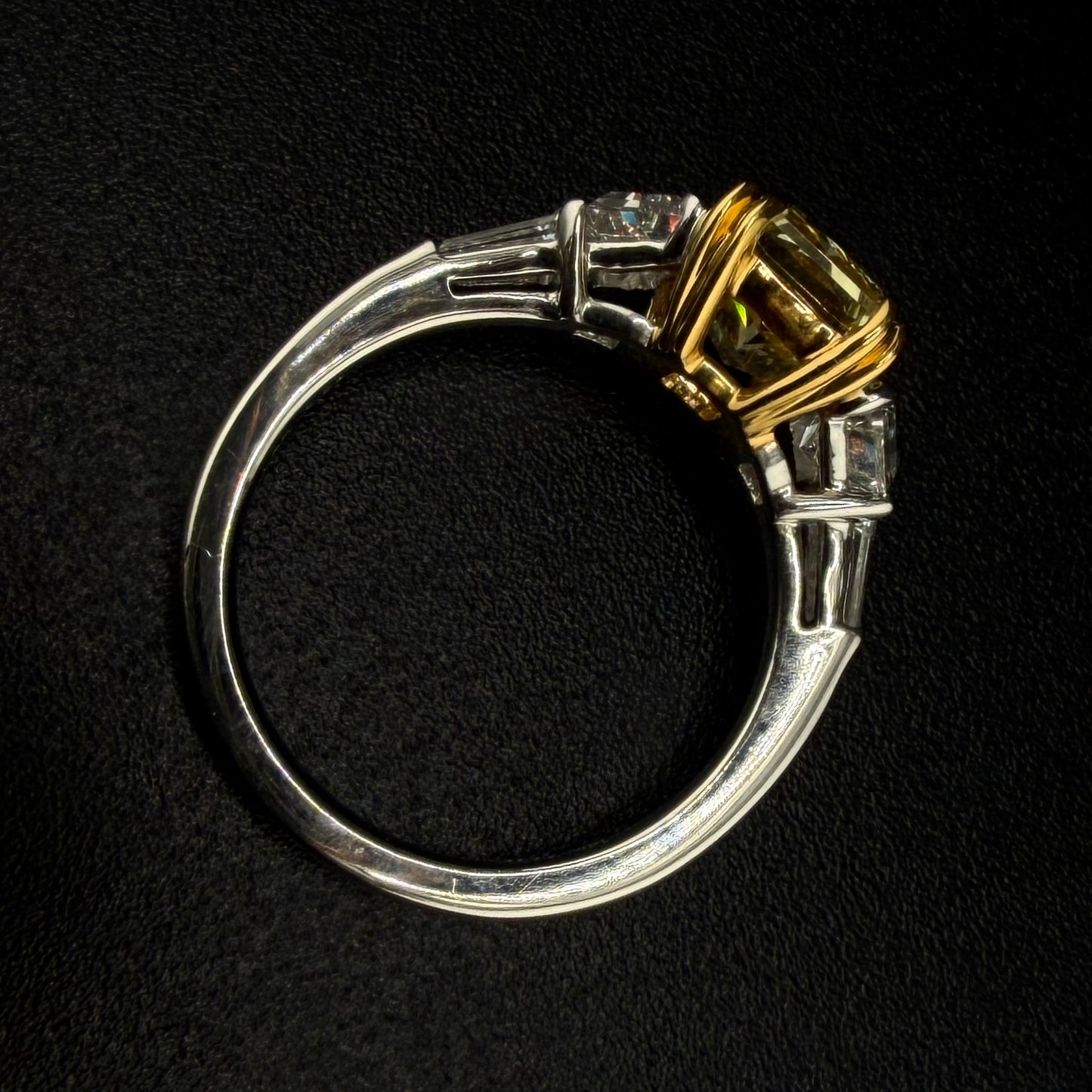 1.5 carats yellow radiant center 2.66 carats diamonds 14k gold Engagement Ring