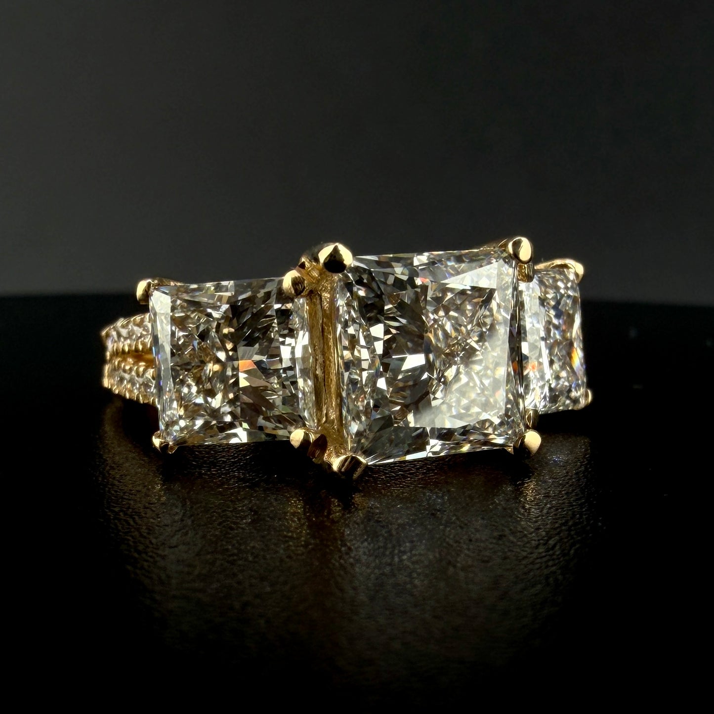 14K Yellow Gold Princess Cut Diamond Engagement Ring – 8.93 CTW (4.02 CT Center) Split Shank